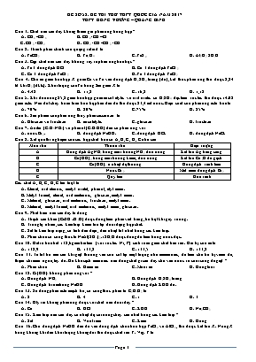 Đề thi thử THPT Quốc gia môn Hóa học năm 2017 - Trường THPT Hùng Vương (Có đáp án)